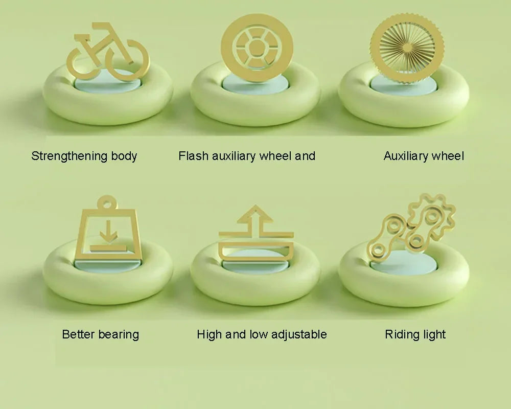 Folding Children's Bicycle Cute Cartoon Princess Girls Bike with Training Wheels Doll Seat & Basket Kids Boys Cycle Bikes (Pink)