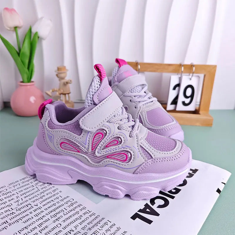 Kids'Casual Shoes Children Cartoon PU Leather Spring Fashion Outdoor Sneakers Breathable Anti-slip Purple Khaki Size 26-37