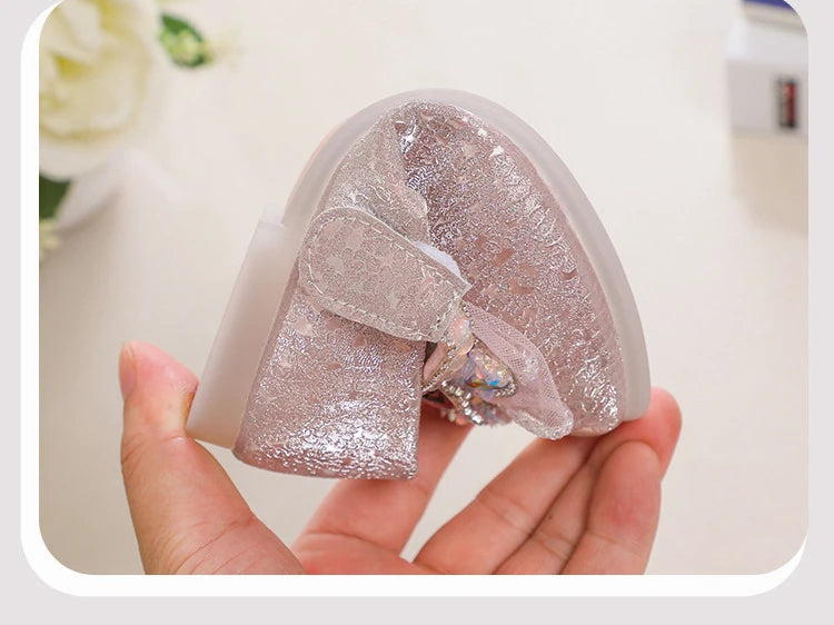 Kids'Casual Shoes Elsa Princess Frozen PU Leather Crystal Bow Spring Shoes For Girls Anti-slip Pink Blue Shoes Size 26-36