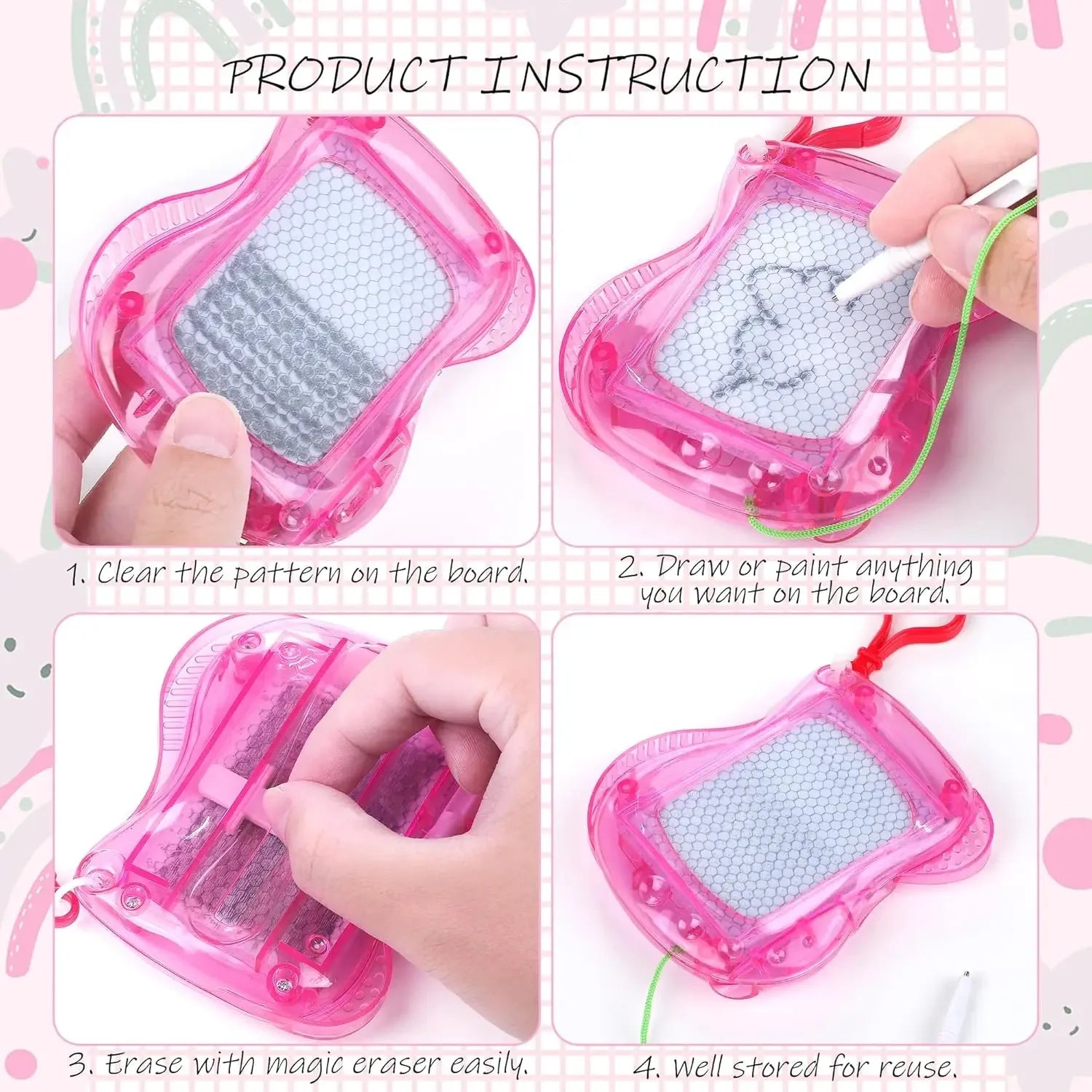 1-10PCS Mini Magnetic Drawing Board Keychain  Doodle Pad with Stylus Portable Toy Erasable Writing Board Educational Kids Gift