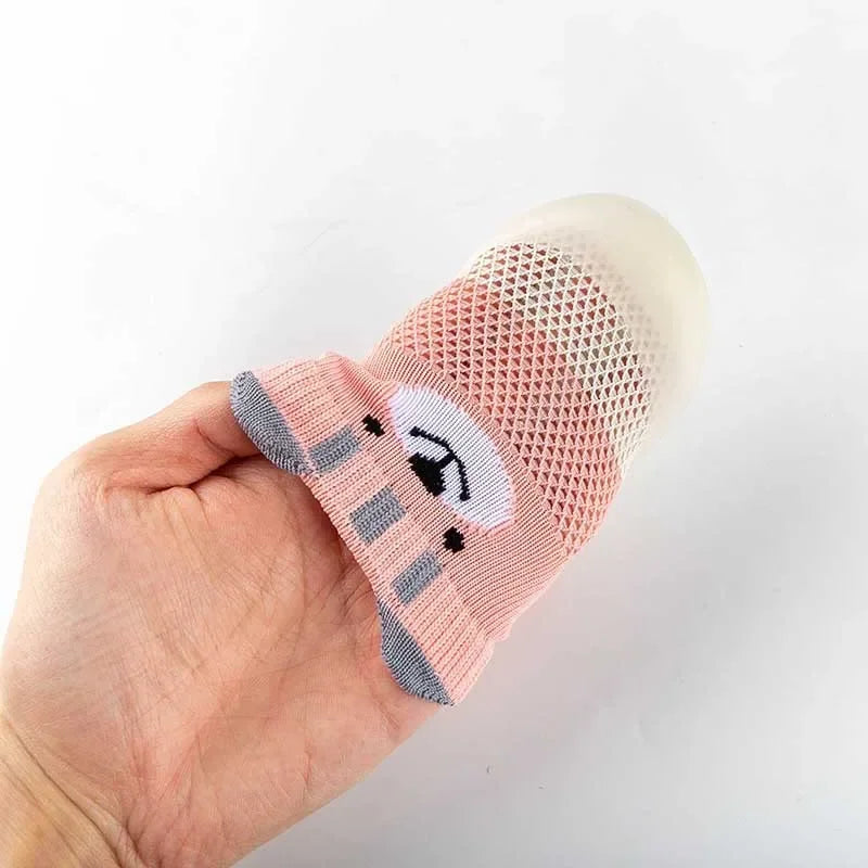 New product breathable grid socks shoes baby soft sole indoor anti-slip toddler shoes cartoon style cute pig socks shoes