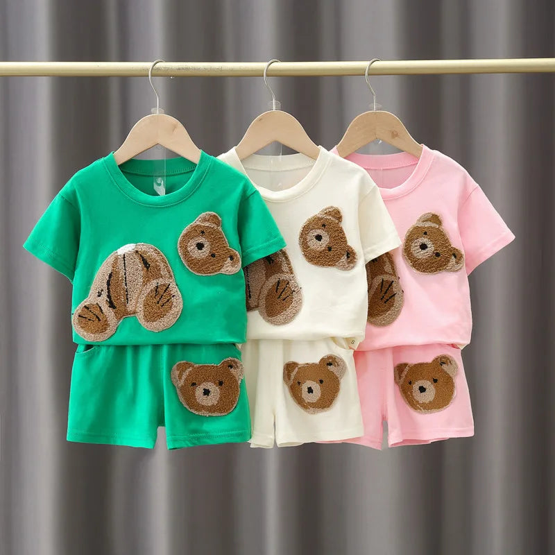 New Summer Baby Girls Clothes Suit Children Boys Cartoon T-Shirt Shorts 2Pcs/Sets Toddler Casual Costume Infant Kids Tracksuits