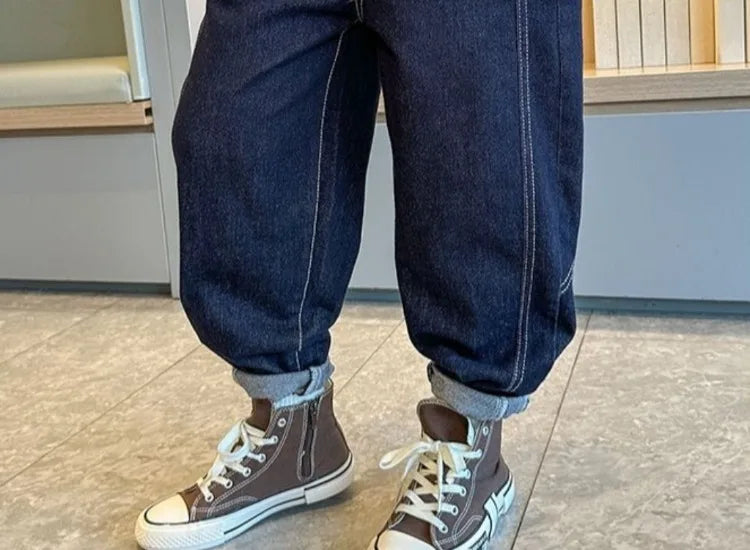 Designer Boys Autumn Winter 2025 New Casual Stretchable Denim Jeans Long Pants Boys' Fashionable Trousers