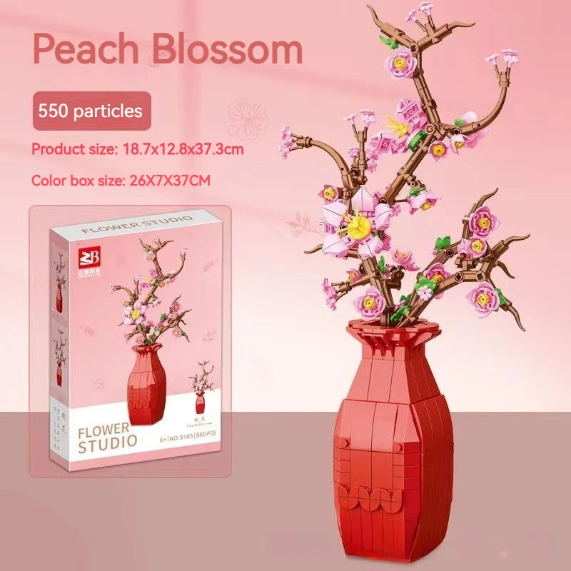 Bonsai Tree Building Blocks Set - Featuring Cherry Blossom Flowers, DIY Plant Model Toy Creative Gift for Home Décor