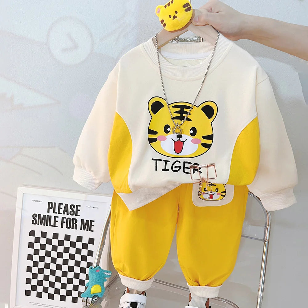 New Spring Autumn Baby Clothes Children Boys Girls Cartoon T-Shirt Pants 2Pcs/Sets Toddler Casual Costume Infant Kids Tracksuits