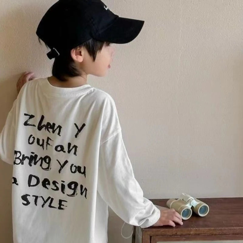 Cotton Boys T Shirt 2025 Kids Clothes Boy Children's Clothing T-shirts Oversized T-shirt Top 7 8 Years Year Old Child Tee Korean