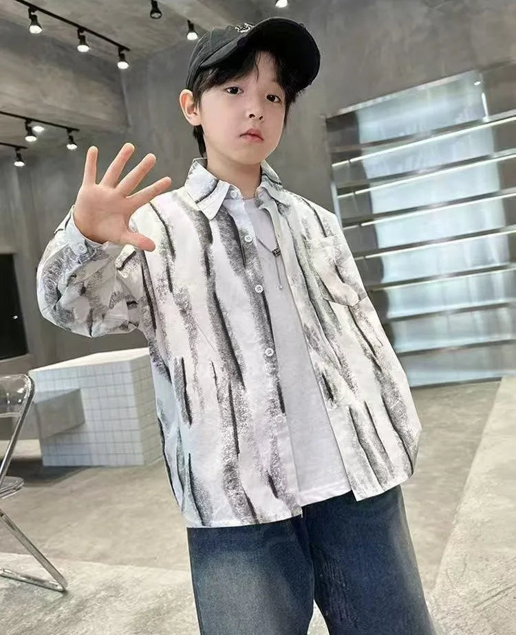 2025 New Boys' Spring Autumn Long Sleeve Shirt Toddler Boys Stylish Long Sleeve Shirt Trendy Design for Kids