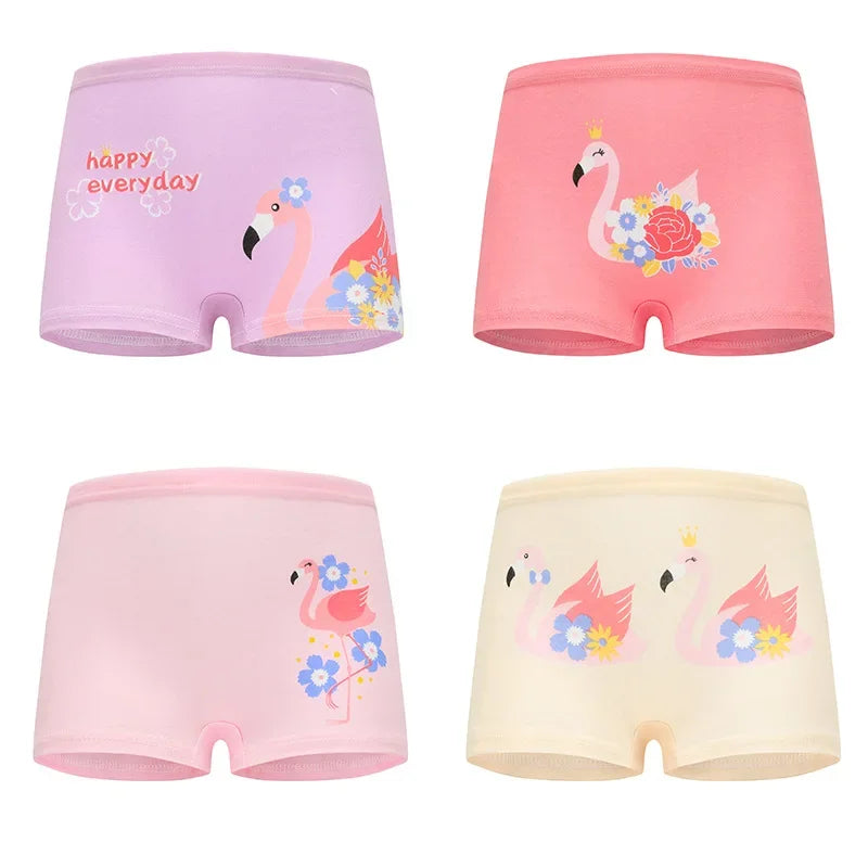 4 pcs /Lot cartoon Design Underpants Briefs baby Girls boxer Panties Cotton Soft Breathable Underwear for 2-12 years Girl