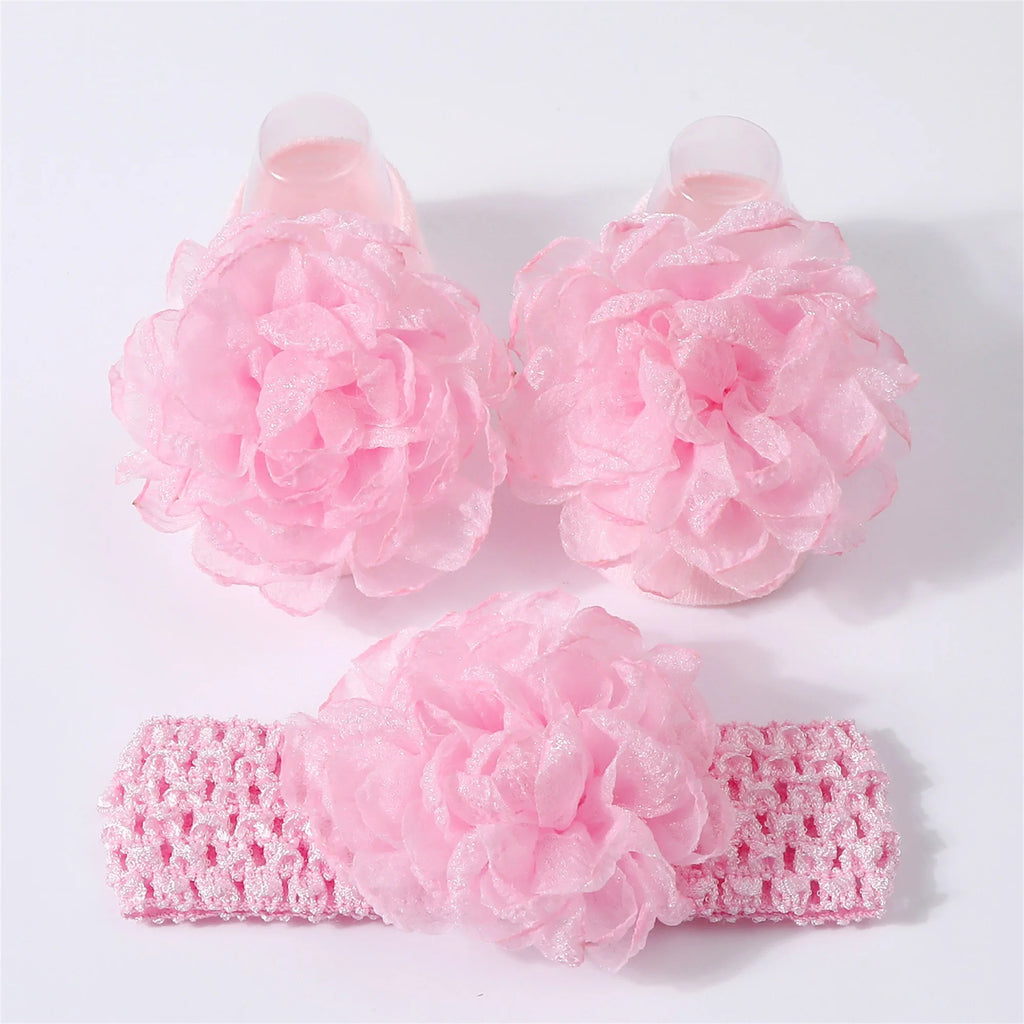 Adorable Baby Girls Hair Bow Clips and Socks Set Sweet Floral Headbands and Ankle Socks Infant Christening Outfit Accessory