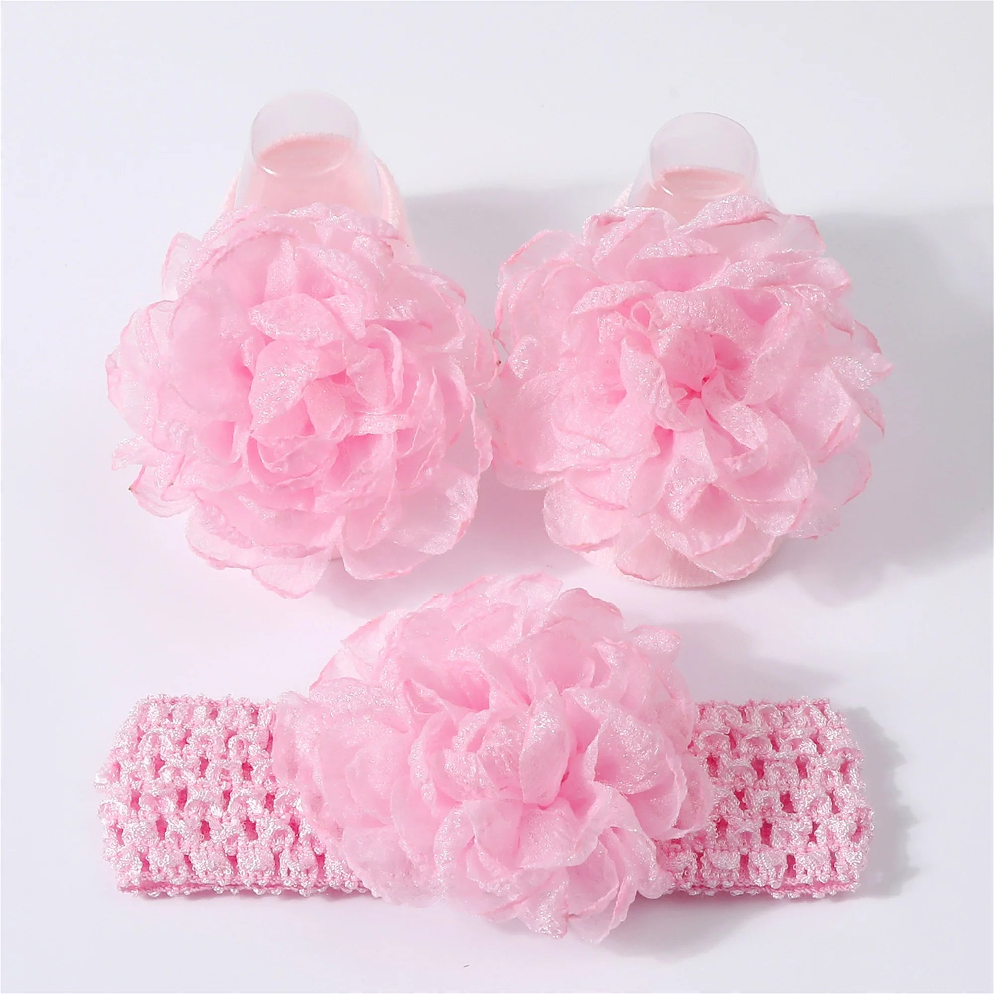 Adorable Baby Girls Hair Bow Clips and Socks Set Sweet Floral Headbands and Ankle Socks Infant Christening Outfit Accessory