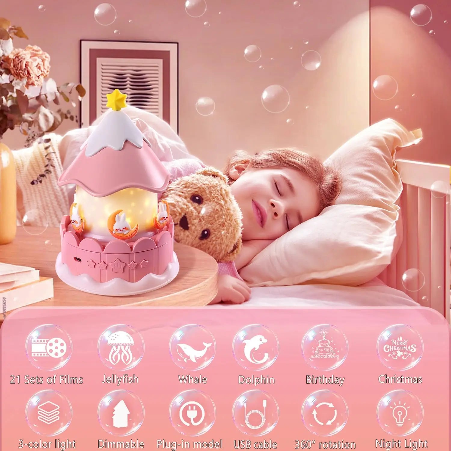 Star Galaxy Projector 21 in 1 Starry Sky Projector with 360° Rotating Timer Atmosphere Lamp for Kids Birthday Xmas Gifts Decor