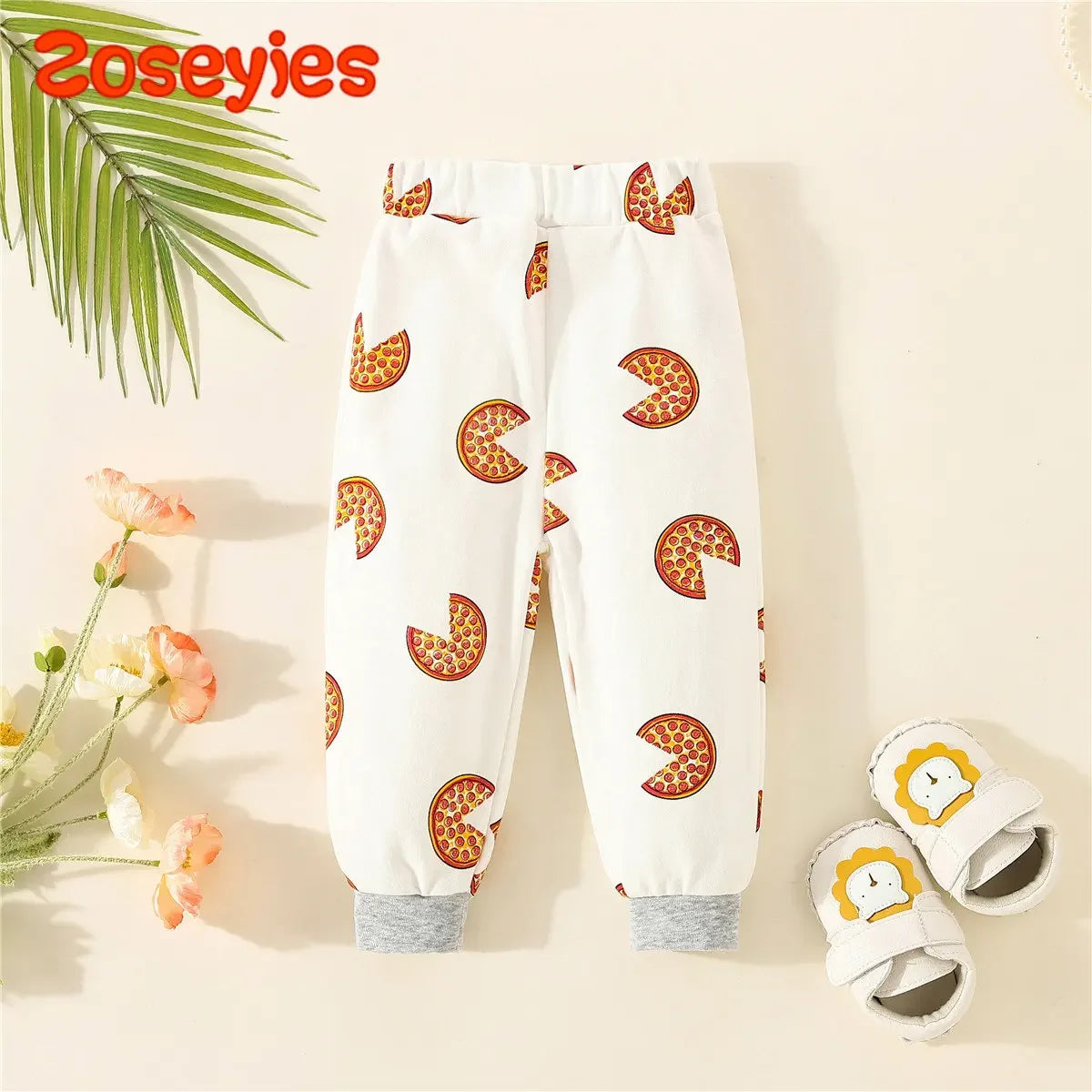 Spring And Summer 2023 Boys And Girls' New Pizza Graffiti Baby Sports Pants Are Suitable For Boys From 6 Months To 3 Years Old