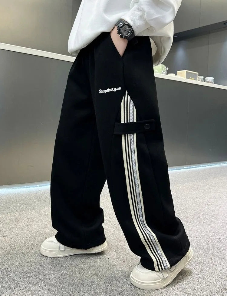 Boys Autumn 2025 Trendy Loose Sweatpants Casual Comfortable Outdoor Sports Pants for Tween Boys Size 8-12