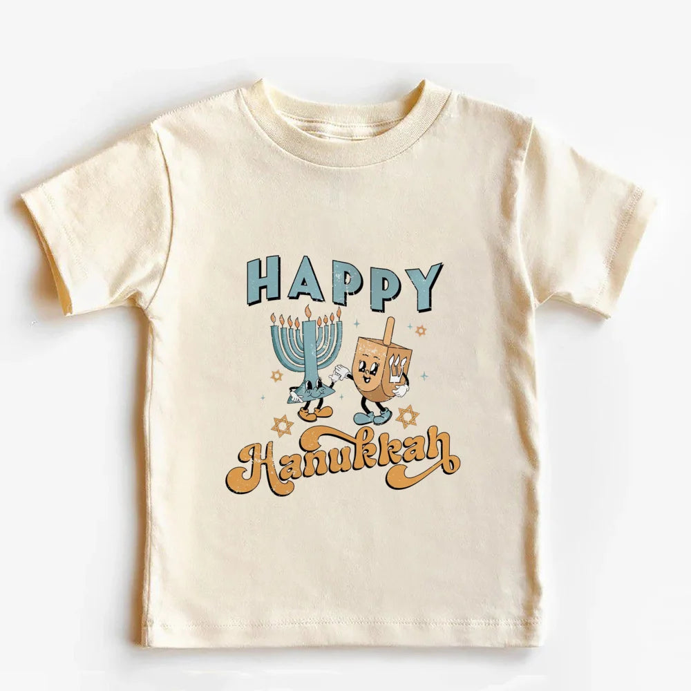 Kids Hanukkah Latke Shirt Little Latke Lover Jewish Menorah Hebrew Holiday Tops Happy Hanukkah Jewish T-Shirt Toddler Youth Tee