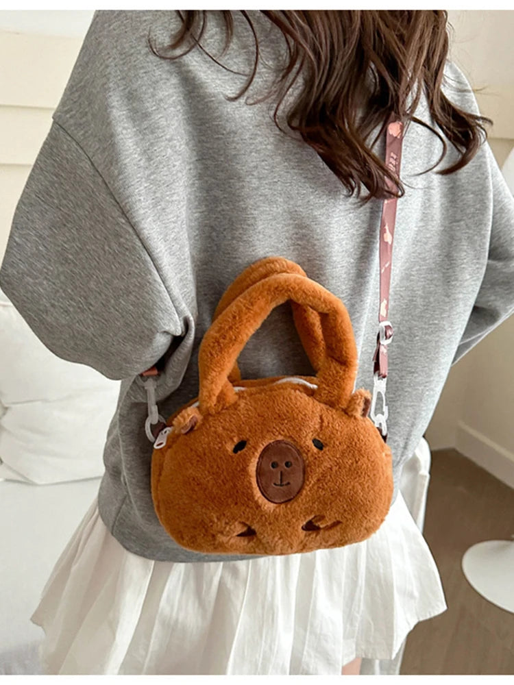 Cute new dolphin plush backpack,large capacity crossbody bag,soft handbag,multifunctional women's backpack cosmetic bag Capybara