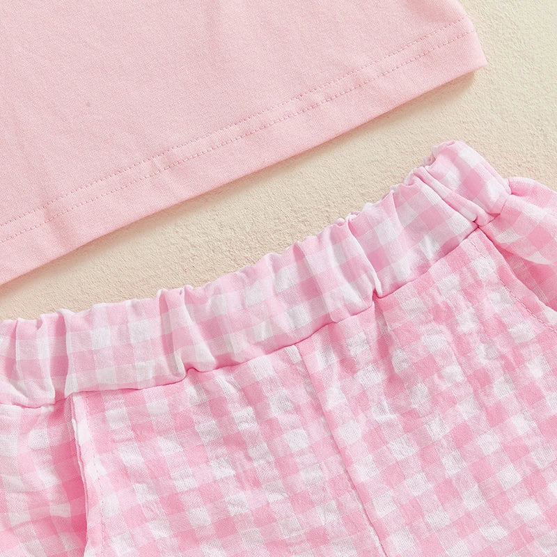 Toddler Girl Cute Unicorn Printed Short Sleeve T-Shirt and Denim Shorts 2-Piece Summer Outfit Set for 1st Birthday Party