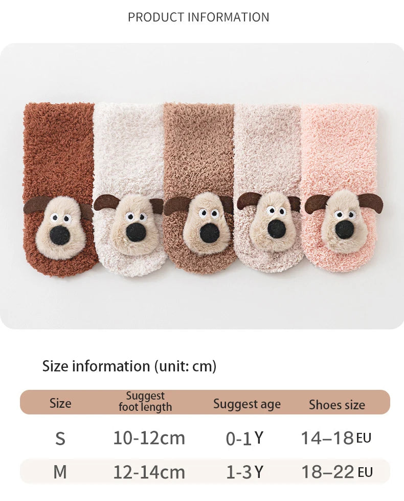 3 Pairs/Lot Baby Floor Socks Non-Slip Sole Kids Socks Cute Cartoon Winter Warm Toddler Socks For Boys And Girls