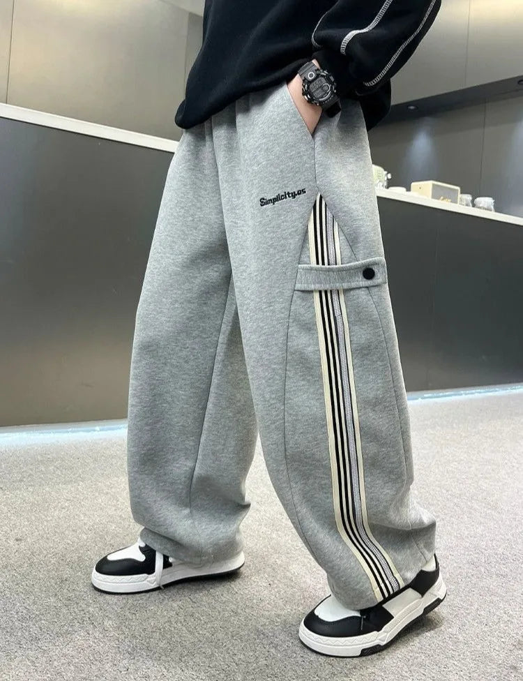 Boys Autumn 2025 Trendy Loose Sweatpants Casual Comfortable Outdoor Sports Pants for Tween Boys Size 8-12