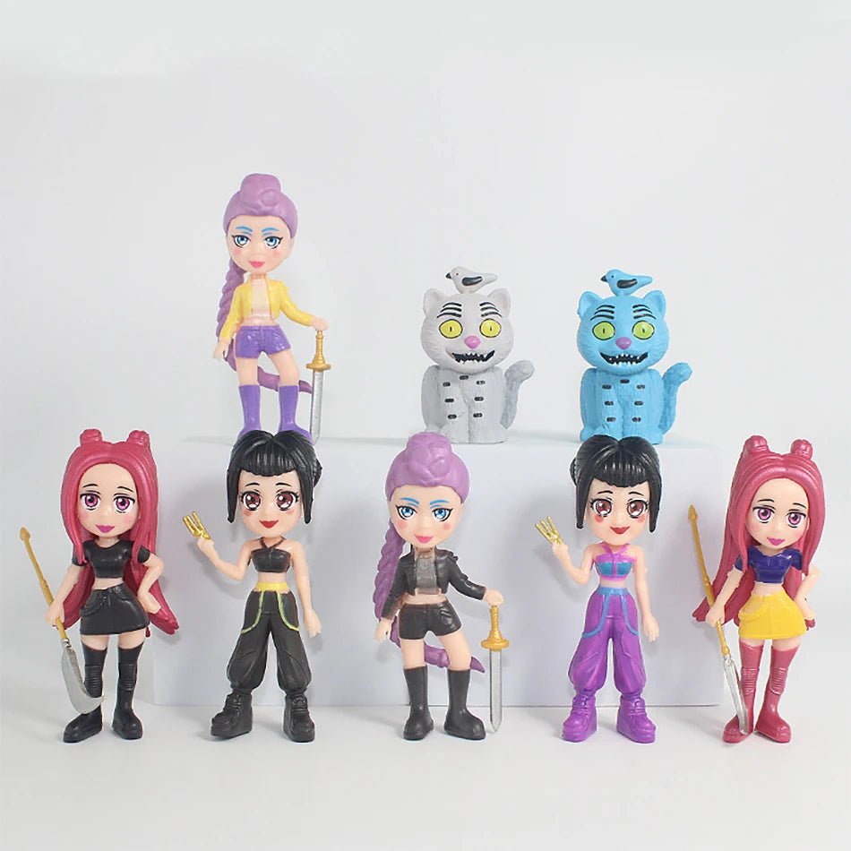 5-18pcs/Set Kpop Demon Hunters Action Figure Toy Derpys Tiger Rumi Mira Zoey Sussy Figurine Doll For Fans Gift Birthday Gifts