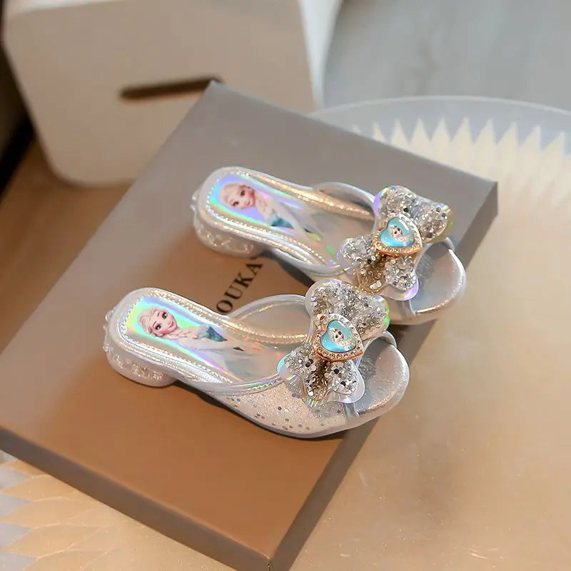 Disney Frozen Elsa Shoes For Girls Children Cartoon Princess Flats Kids Beach Home Shoes Inside Outside Slippers Size 26-36