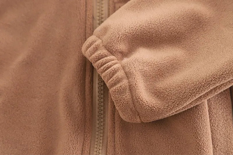 Autumn Winter Baby Boys Warm Clothes Set Thick Fleece Cartoon Bear Zipper Hooded Jacket Pants 2Pc For 1-5 Years Girls Sport Suit