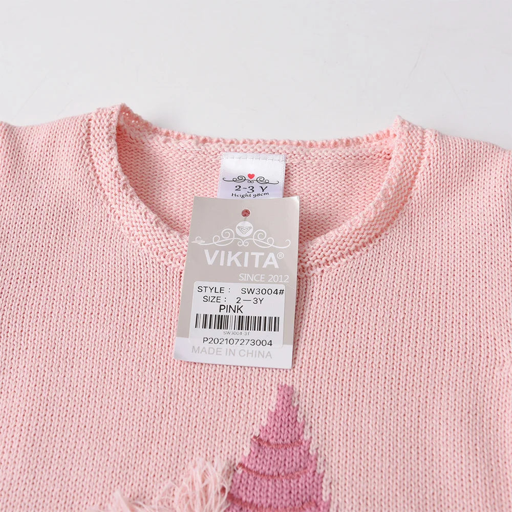VIKITA Teengers Girls Sweater with Unicorn Kids Round Neck Autumn Spring Cozy Casual Pink Outfits Sweaters Children Clothing