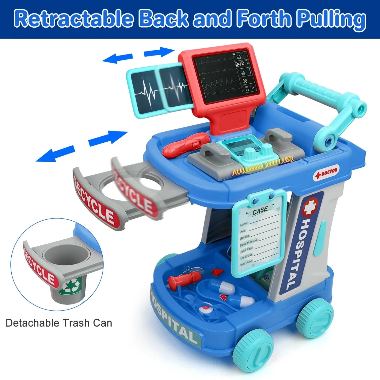 Doctor Toys for Girsl Boys Dentist Vet Toddlers Toys Pretend Play Dress Up Kids Doctor Costume with Cart Set Medical Kit