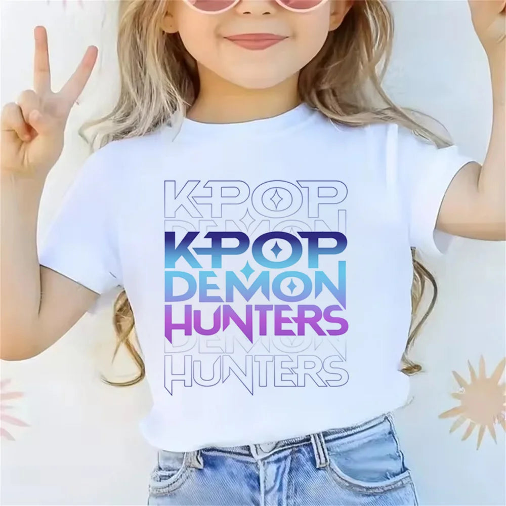 2025 Summer Hot Movie KPop Demon Hunters T-shirt Short Sleeve Tee for Casual Loose Girl Boy Graphic Printed Tops 04