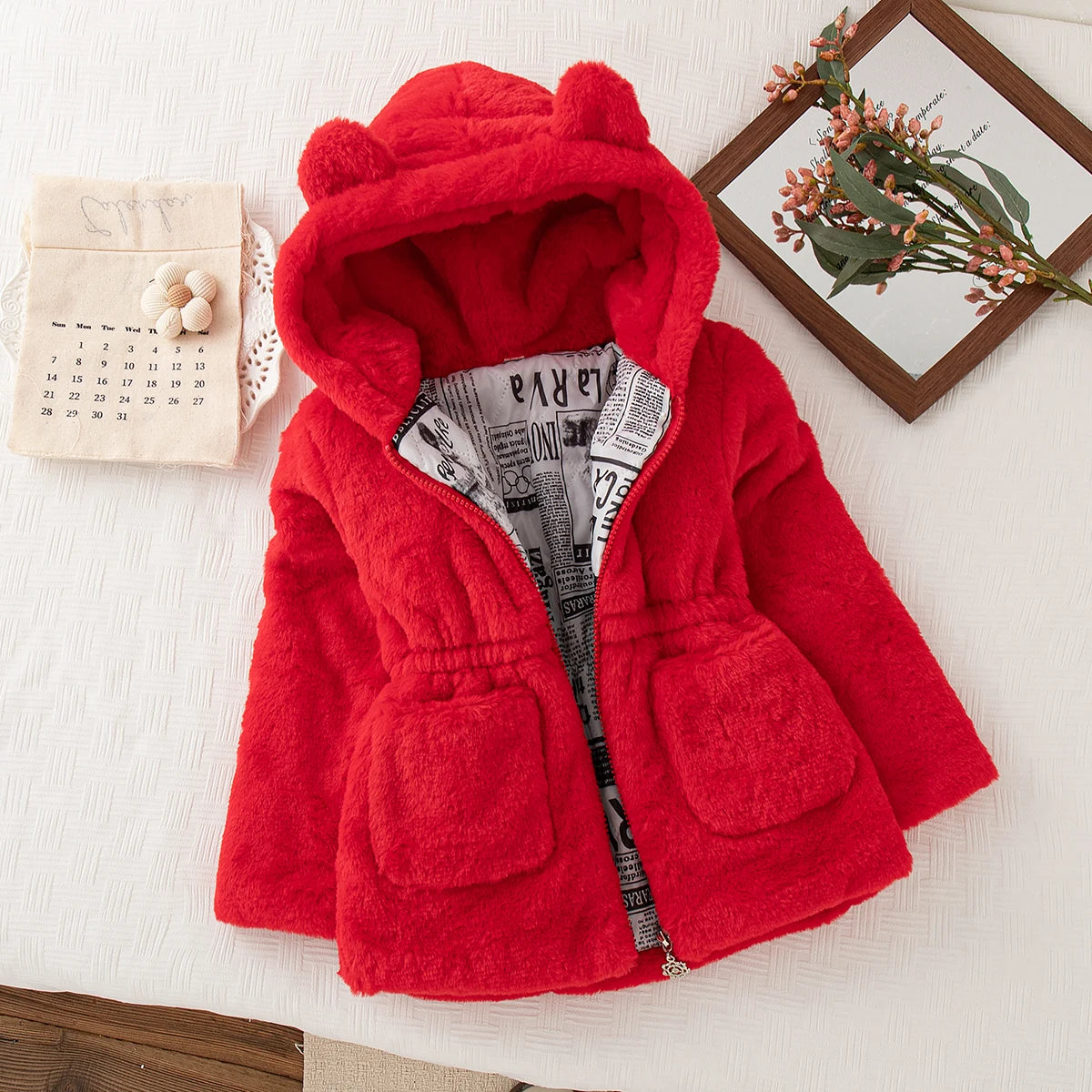 Winter New Thick And Warm Baby Girl Coat, Simple Solid Color Children'S Clothing Suitable For Babies With A Height Of 90-140cm