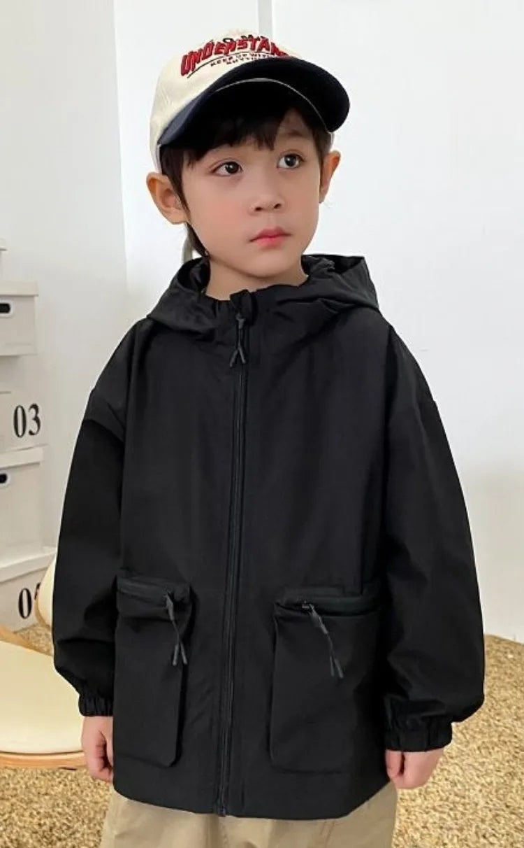 2025 New Kids Outdoor Jacket Unisex Sporty Design Spring Autumn Wear Trendy Waterproof Windproof Jacket for Boys Girls Ages 8-14