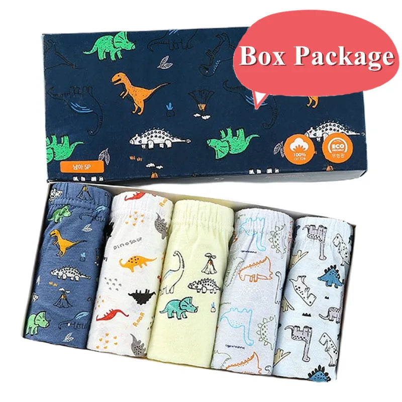 5/10 Pieces Cotton Kids Triangle Underwear Aged 2-13 Boys Briefs Dinosaur Print Cartoon Dog Pattern Soft Toddler Boys Underpants