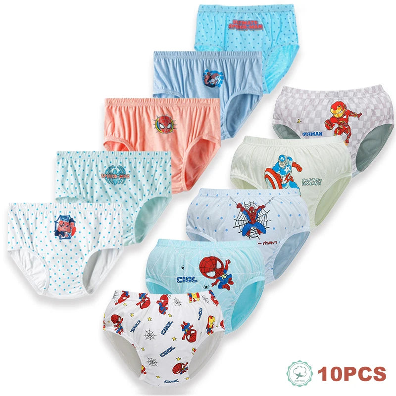 5/10Pieces Packs Pure Cotton Boys Underwear Spider-Man Boys Briefs Cartoon Children Underwear Breathable Kids Triangle Knickers