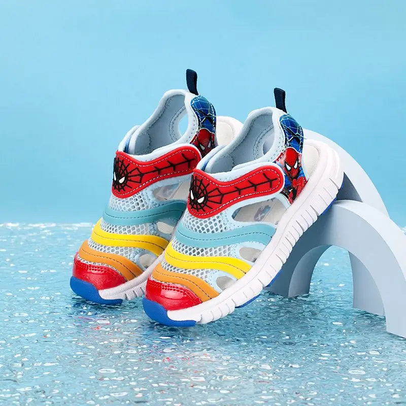 Disney Cartoon Girls' LED Sandals Summer Breathable Children's Sports Beach Girls' Soft Shining Shoes Size 24-35