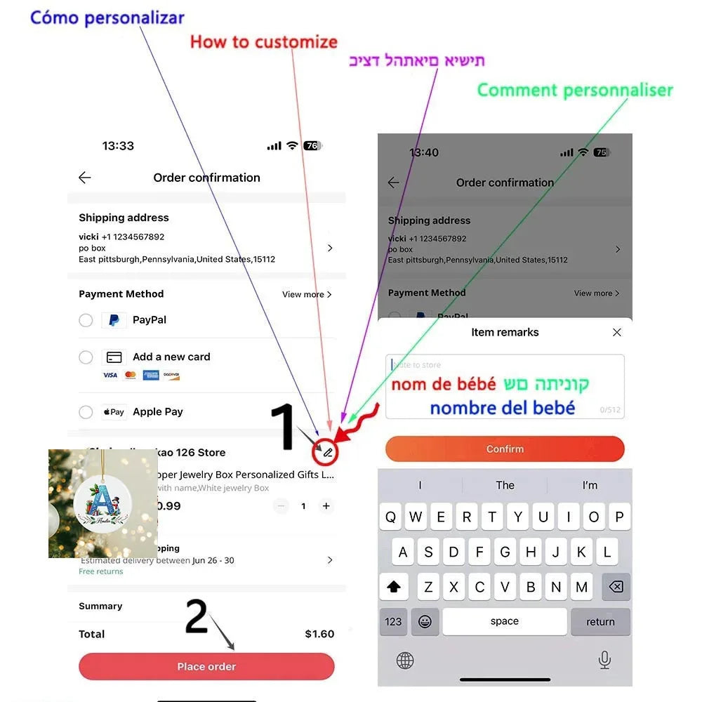 Personalized Baby's First Christmas Ornament Custom Name Gift for Newborn Christmas Tree Decor Photography Accessories