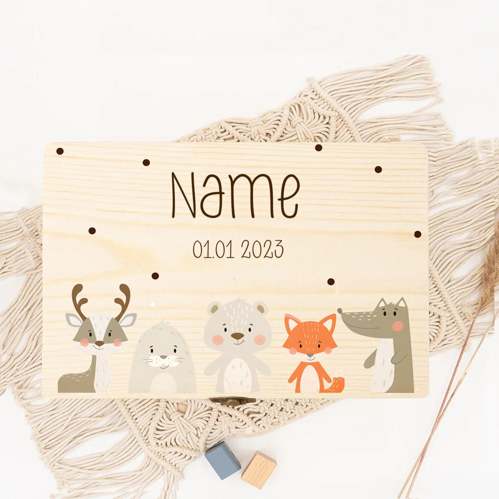 Personalized Baby Memory Box Baby Gift Birth Wooden Storage Memory Boxes Newborn Baptism Gifts Custom Infant Keepsake