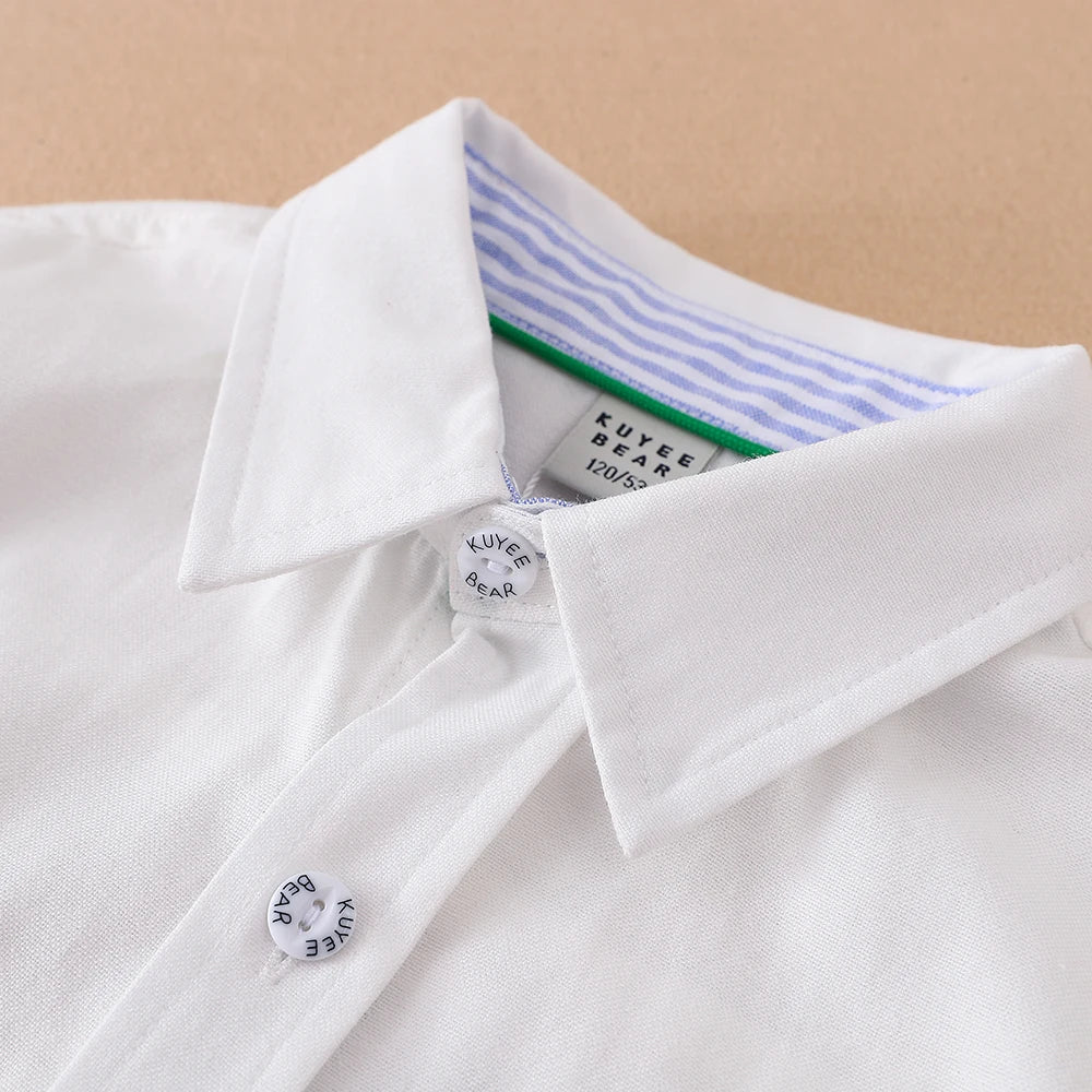 Boys School Uniform Shirts Long Sleeve Spring Autumn Turn-down Collar Kids Tops for School Children