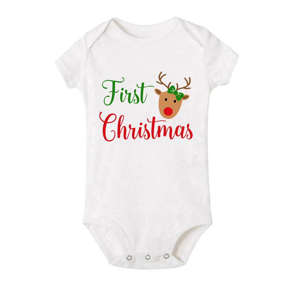 It Is My First Christmas Baby Short Sleeve Romper Toddler Baby Boy Girl Clothes Outfit Bodysuit Newborn Ropa Xmas Best Gifts