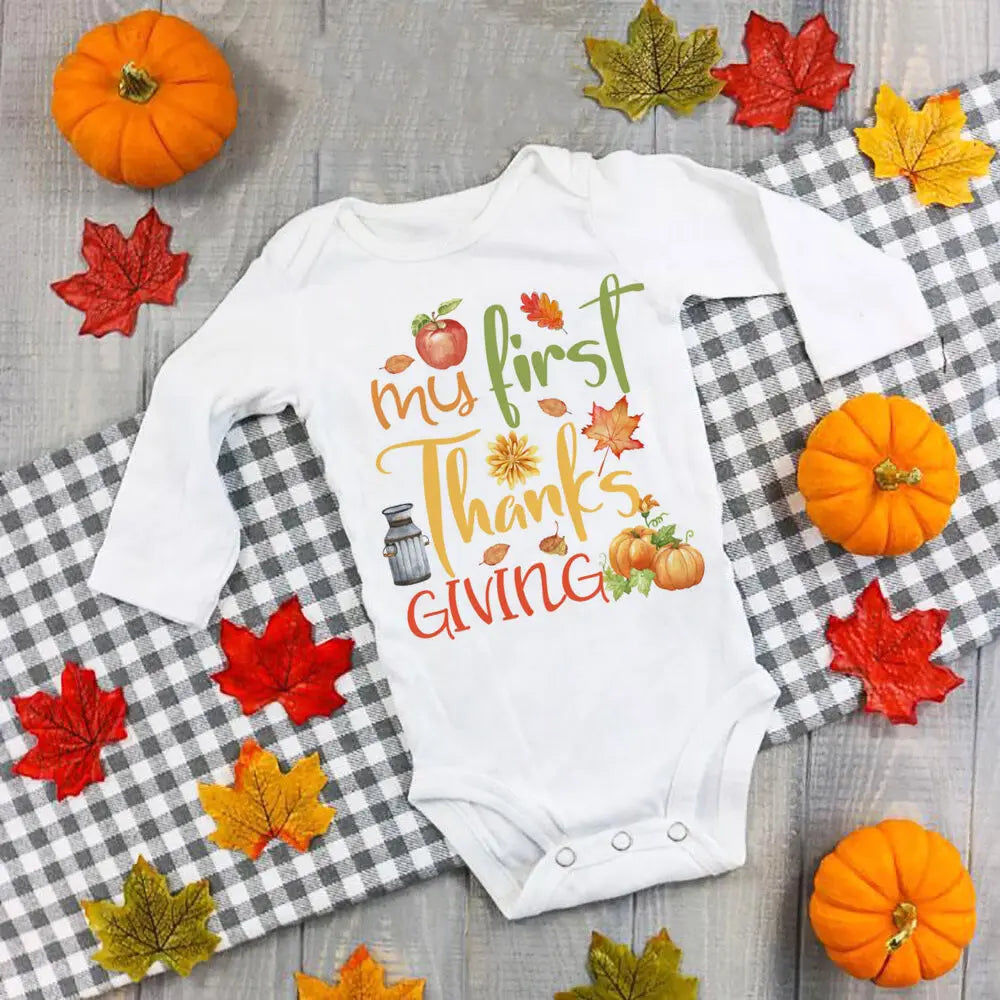 My First Thanksgiving Baby Bodysuit Infant Turkey Romper Girl Boy Cute Clothes Thanksgiving Baby Gift Fall Toddler Jumpsuit
