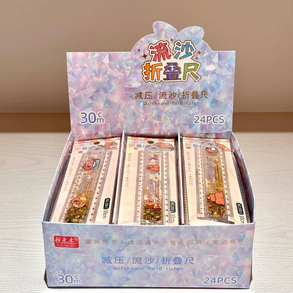 Multi-function Drawing Tools Student Stationery Measuring Tools Cartoon Capybara Measuring Ruler Folding Ruler Drawing Ruler