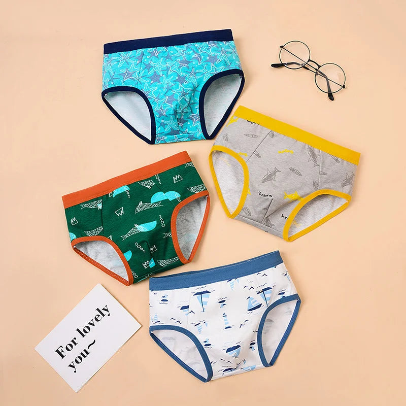 1/4/8 Pcs Boys Boxer Briefs Sets for Children Kids Cotton Underwear Breathable Baby Underpants All Print Thong Panties 2025 New