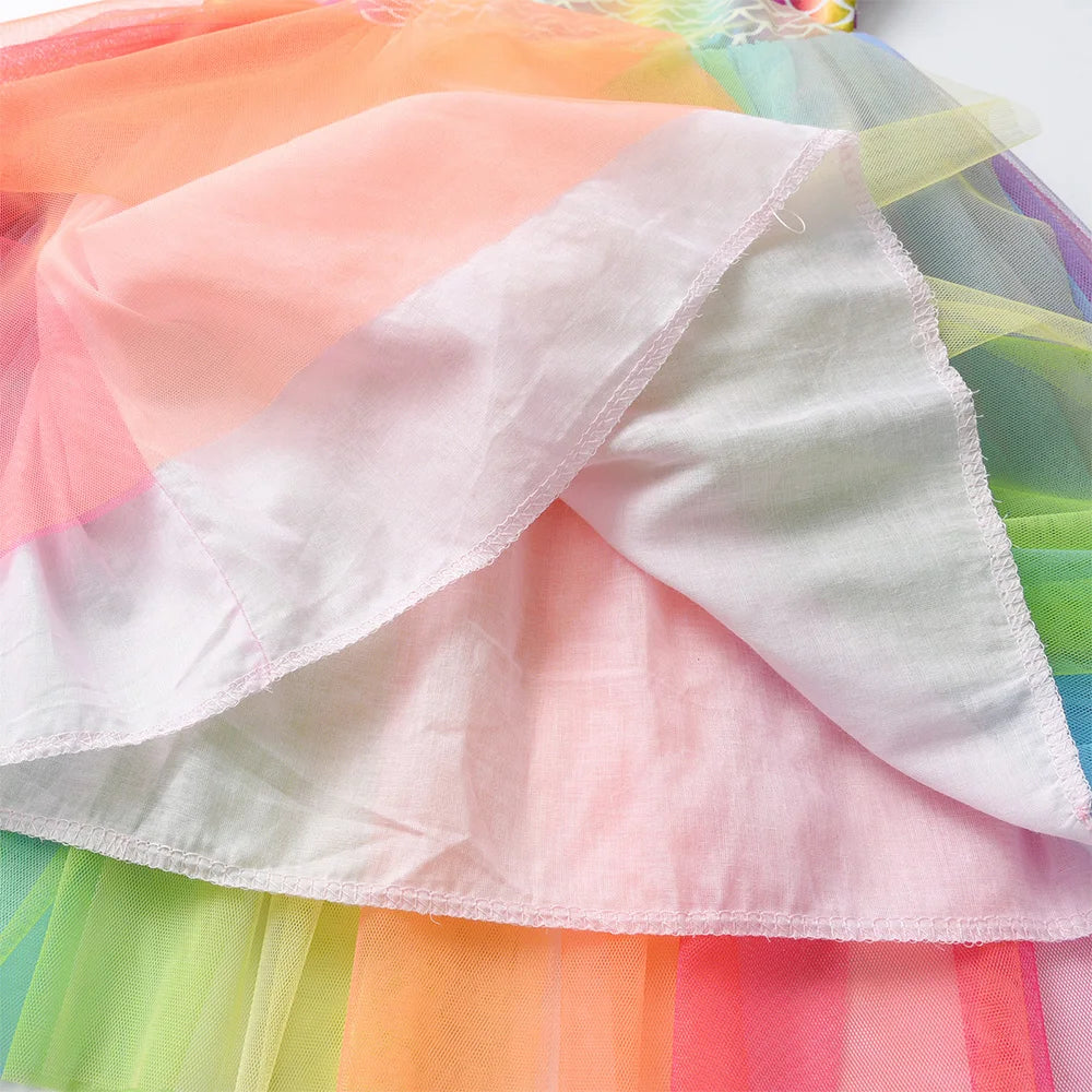 VIKITA Girls Performance Birthday Prom Gown Party Princess Dress Kids Colorful Sequins Shiny Dresses Girls Long Sleeve Dresses