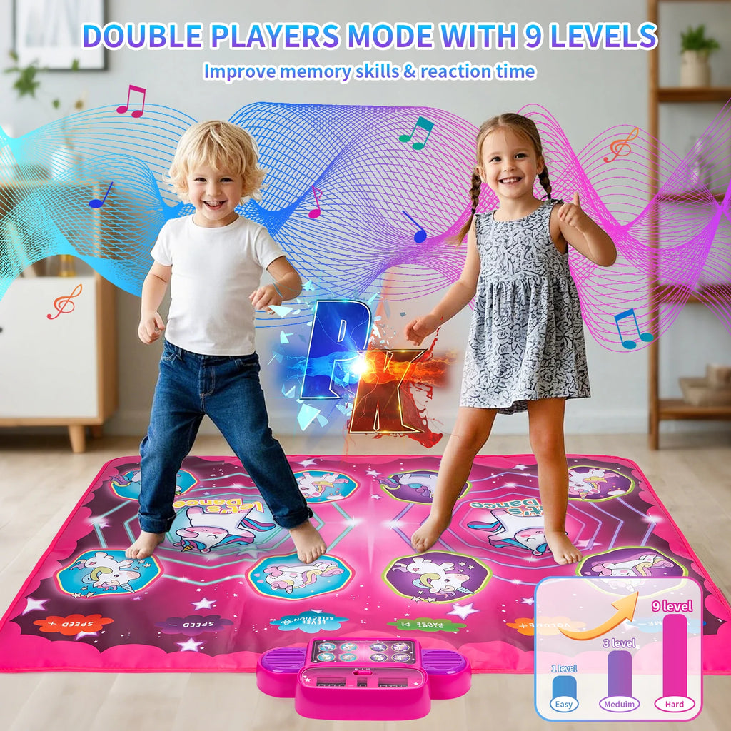 Kids Electronic Dance Mat Dancing Blanket Double Players Mode with 9 Levels Kid Floor Music Blanket Educational Toys Kids Gifts