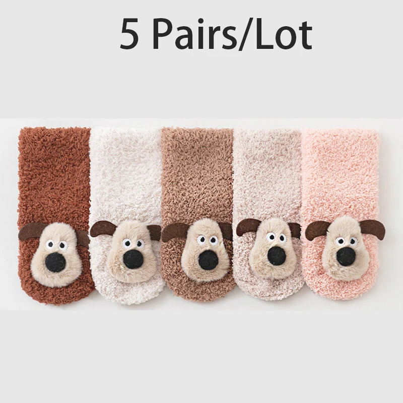 3 Pairs/Lot Baby Floor Socks Non-Slip Sole Kids Socks Cute Cartoon Winter Warm Toddler Socks For Boys And Girls