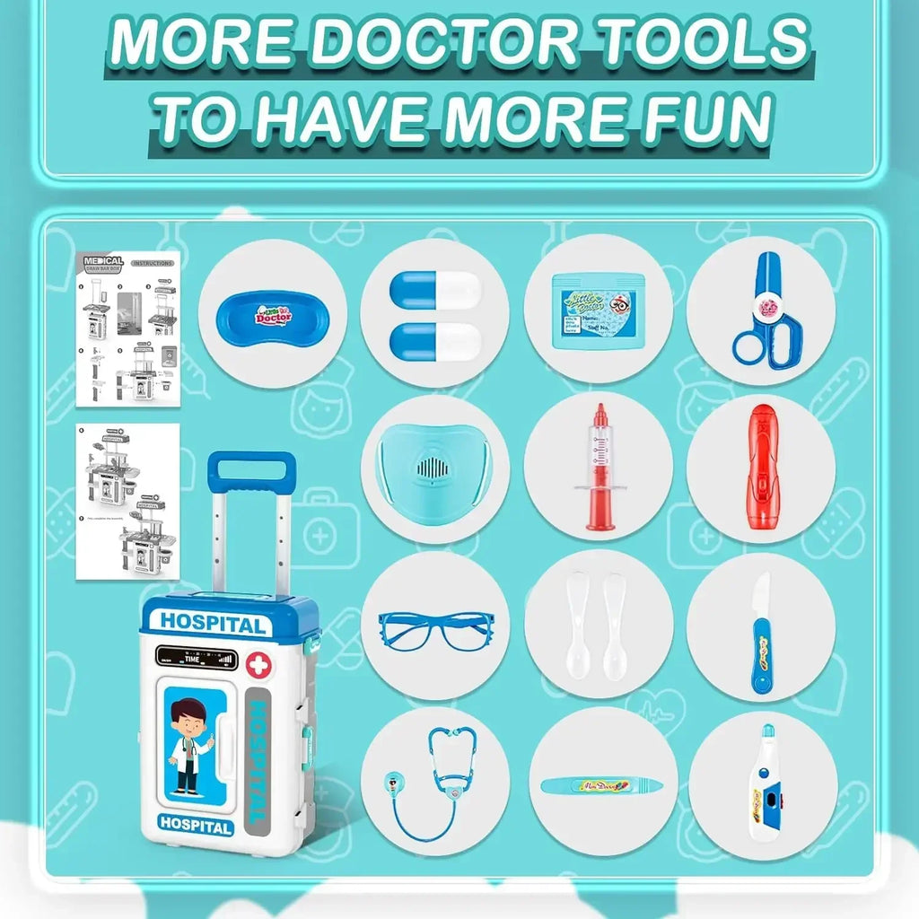 2 in 1 Doctor Kit for Kids Pretend Play Medical Station with Stethoscope Thermometer Sounds & Lights Doctor Toys for Boys Girls