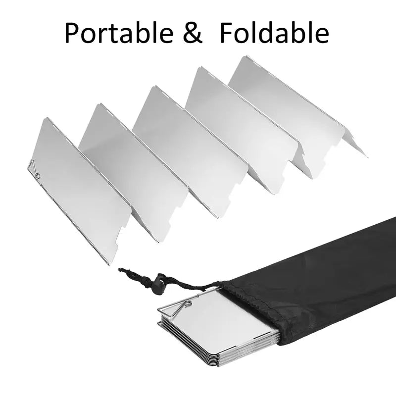 Foldable 10 Plates Stove Wind Shield,Camping Aluminum Stove Windshield with Drawstring Bag,for Camping,Butane Stoves(10 Plates)