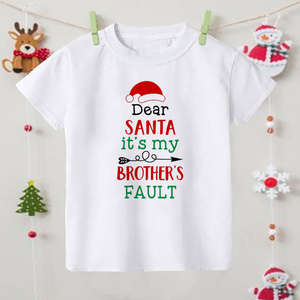 Christmas Children's T-shirt Xmas Party Gift Boys Girls Sibling T Shirt Outfits Clothes Kids T Shirts Cute Short Sleeve Tops Tee