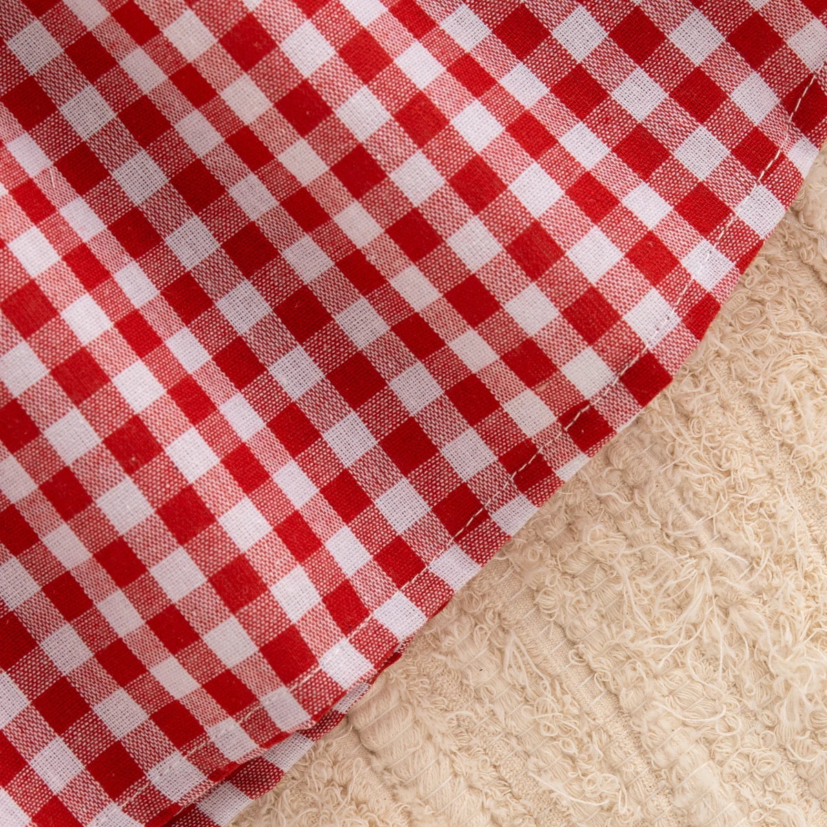 9 Months -4 Years Old Summer New Red Checkered Baby Girl Dress, Cute Ruffled Sleeves Children'S Clothing