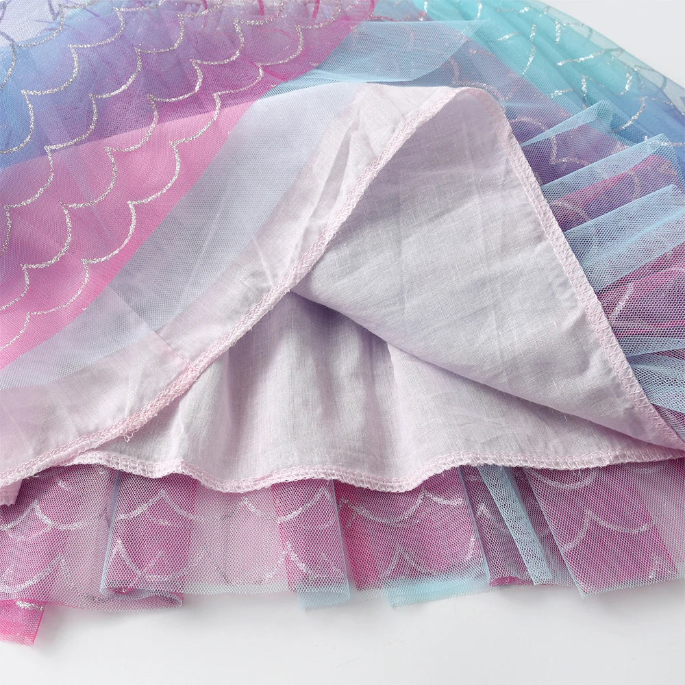 VIKITA Sommerkleider 2023 für Mädchen: Neues Meerjungfrauenkleid für Mädchen, Paillettenkleid für Kindergeburtstage, Cartoon-Mädchenkleidung