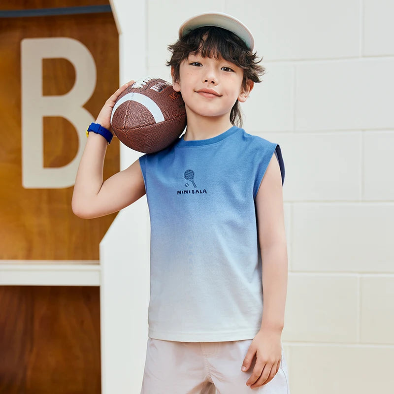 Mini Bala Boys Tank Top Summer New Cotton Tie-Dye Breathable Soft Skin-Friendly Base Layer for Kids