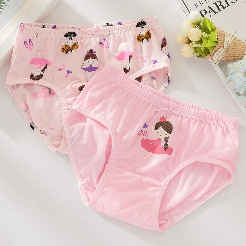 4Pcs/Set Little Girls' Cotton Panties Baby Toddler Soft Underwear softness Cute Pattern Kids Briefs Multipack